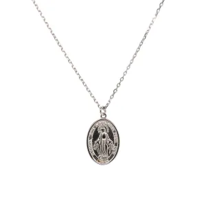 "MARIA" Large Oval Classic Virgin Mary Necklace