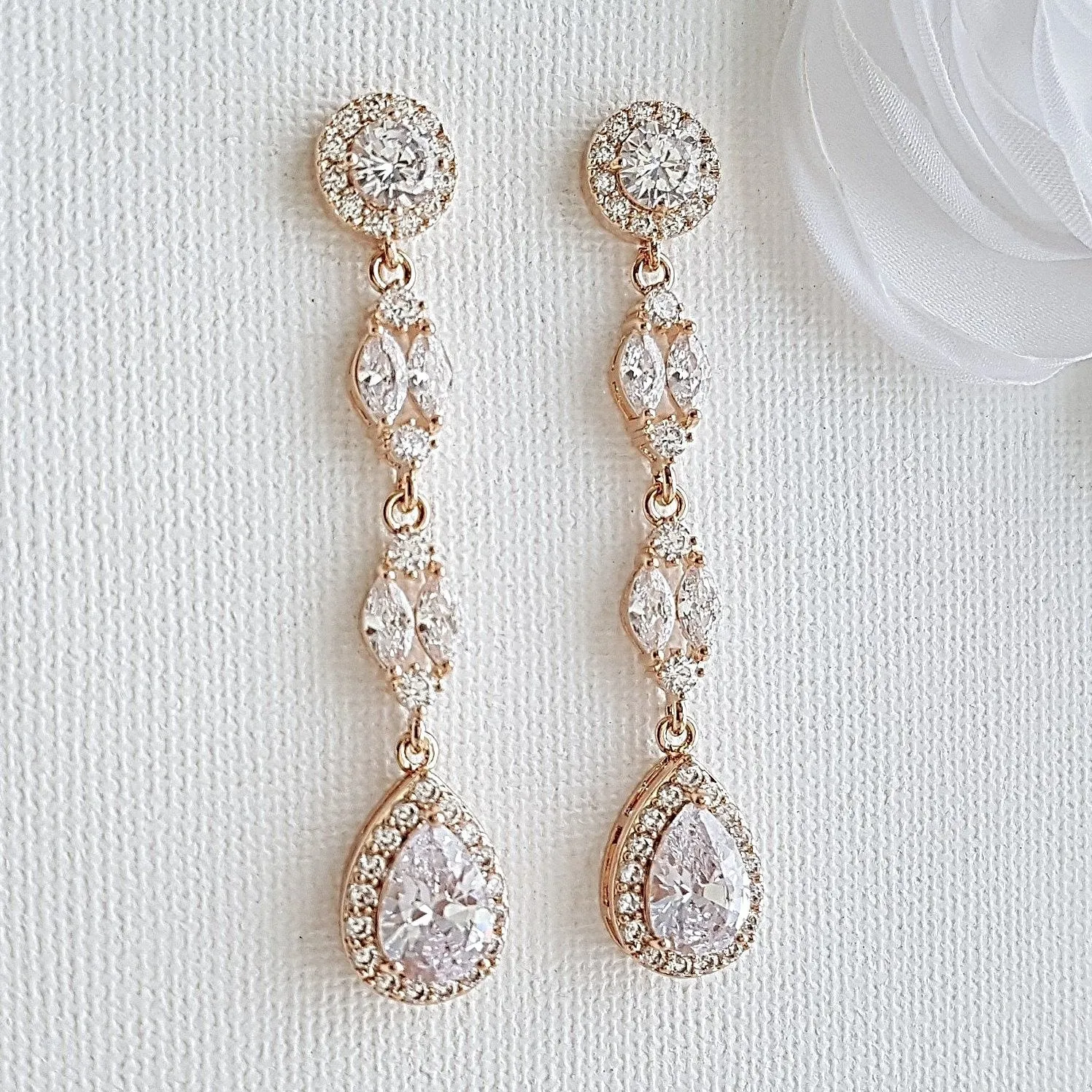 Rose Gold Long Earrings- Hayley