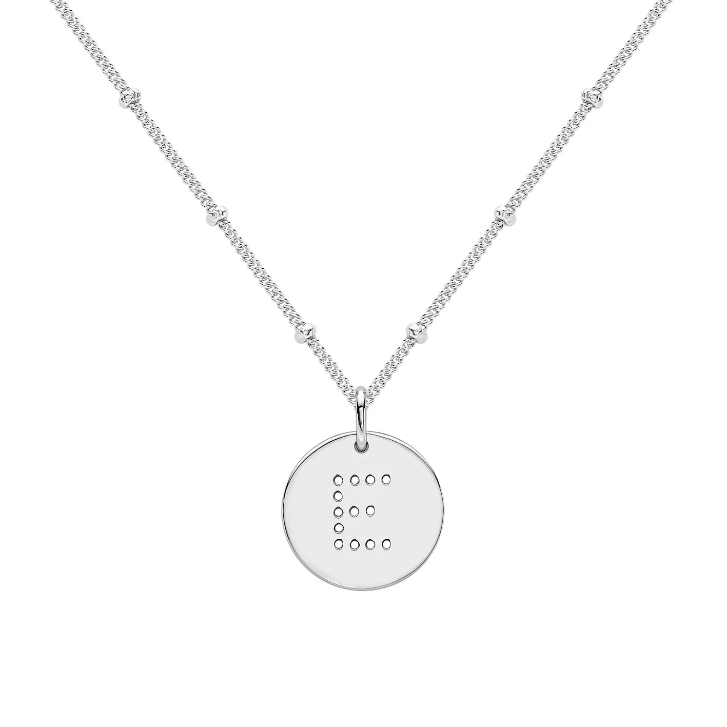 Silver Alphabet E Necklace