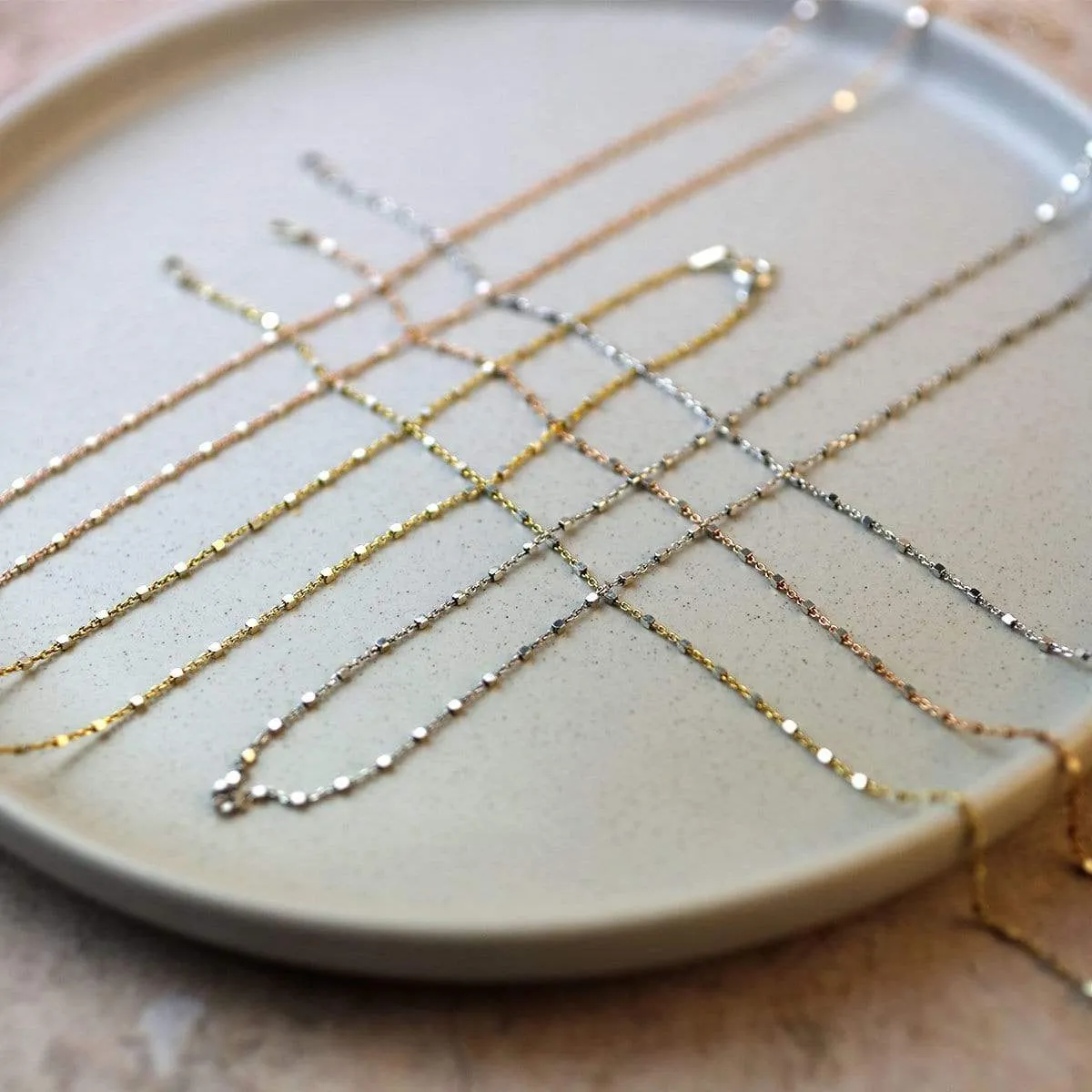 Silver Layering Necklace with Cubes