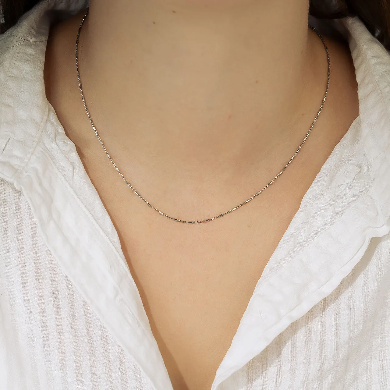 Silver Layering Necklace with Cubes