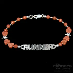 Silver "Runner" w/ Goldstone Bracelet