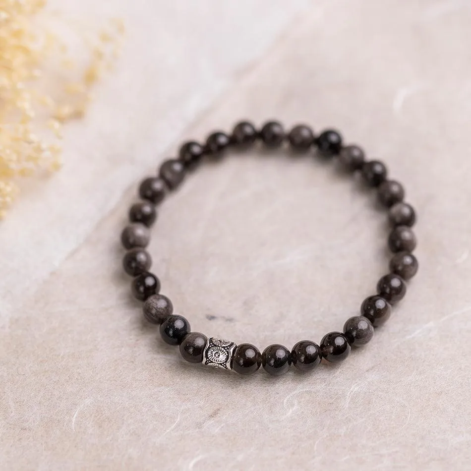 Silver Sheen Obsidian Gemstone Bracelet 6mm