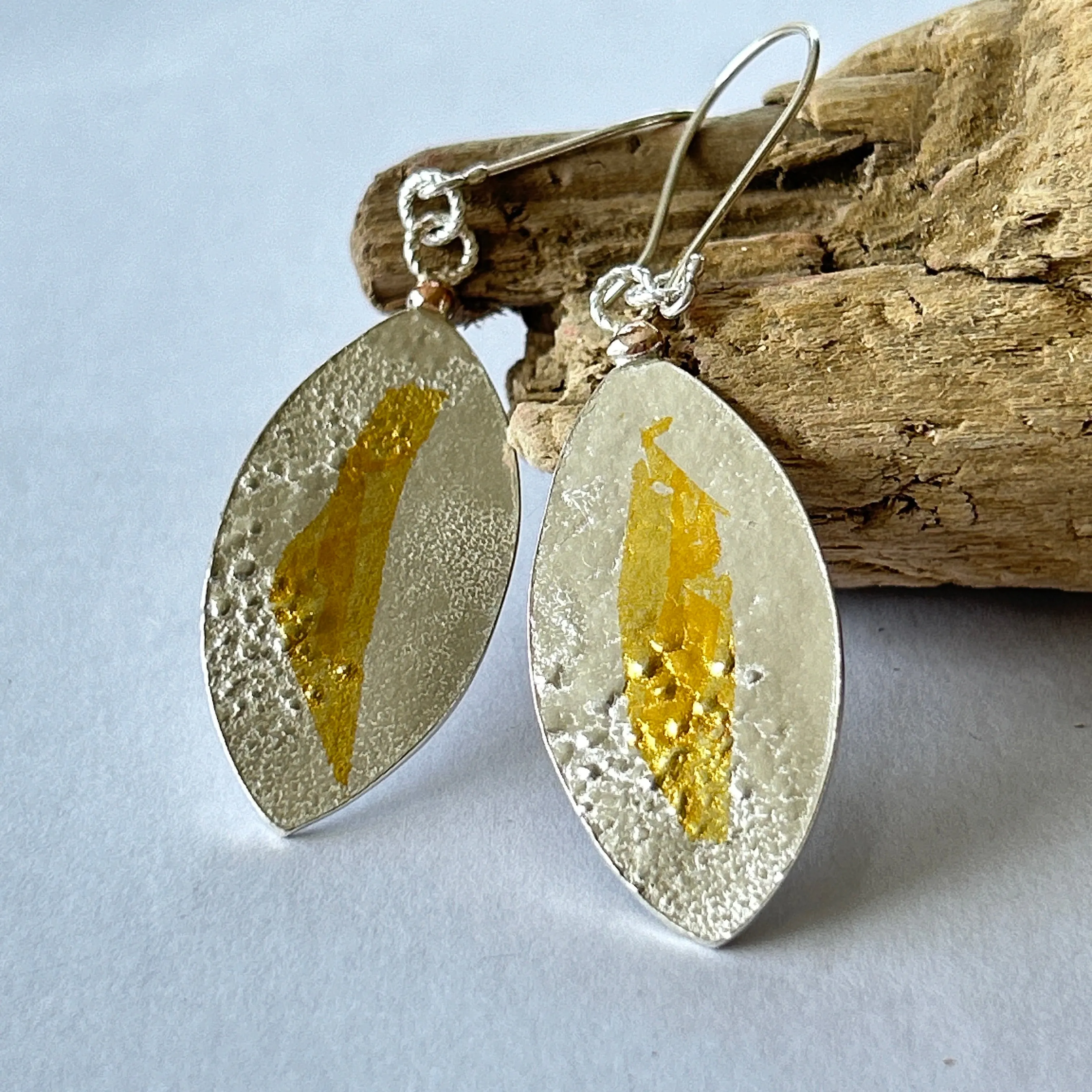 Silver With Gold Leaf Earrings