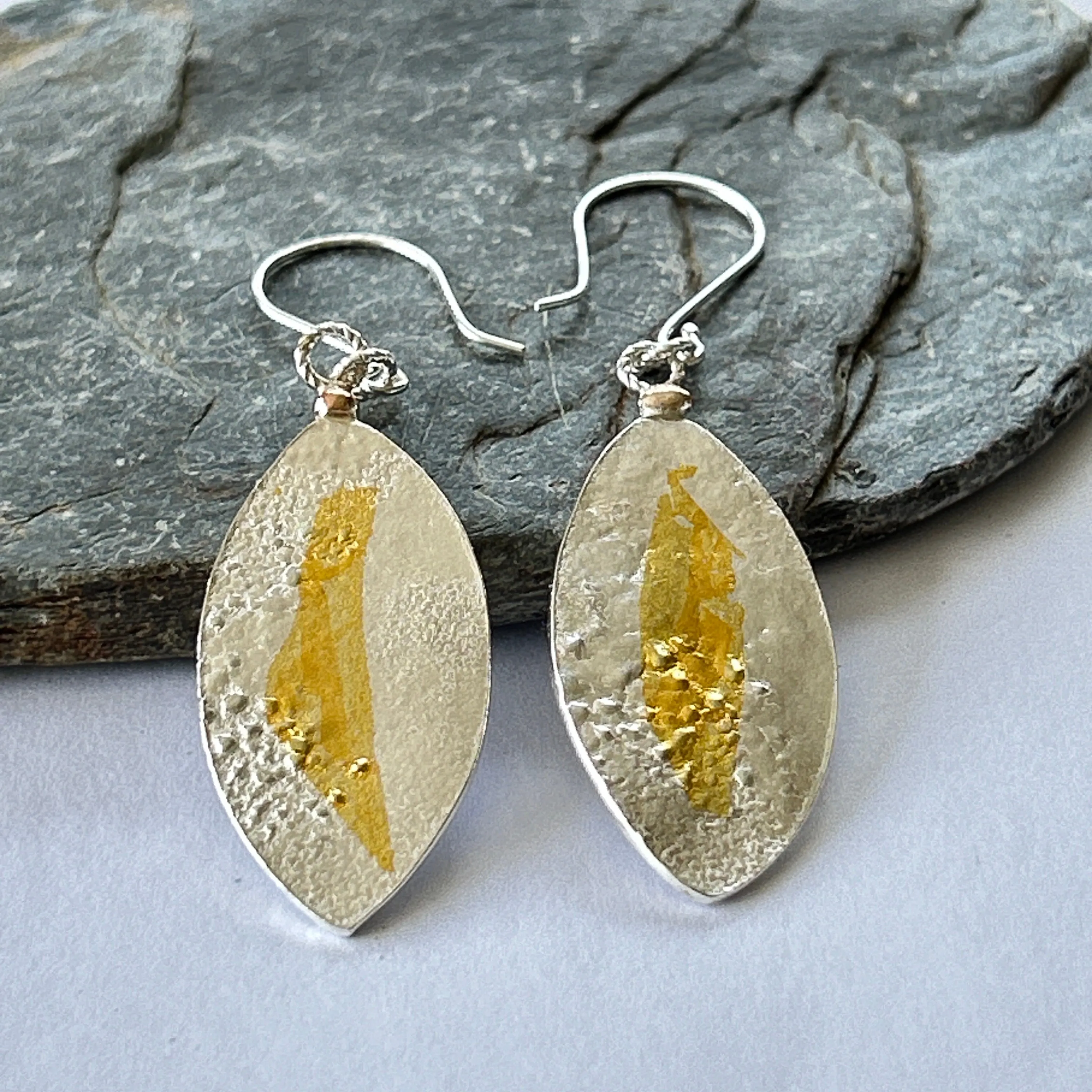 Silver With Gold Leaf Earrings