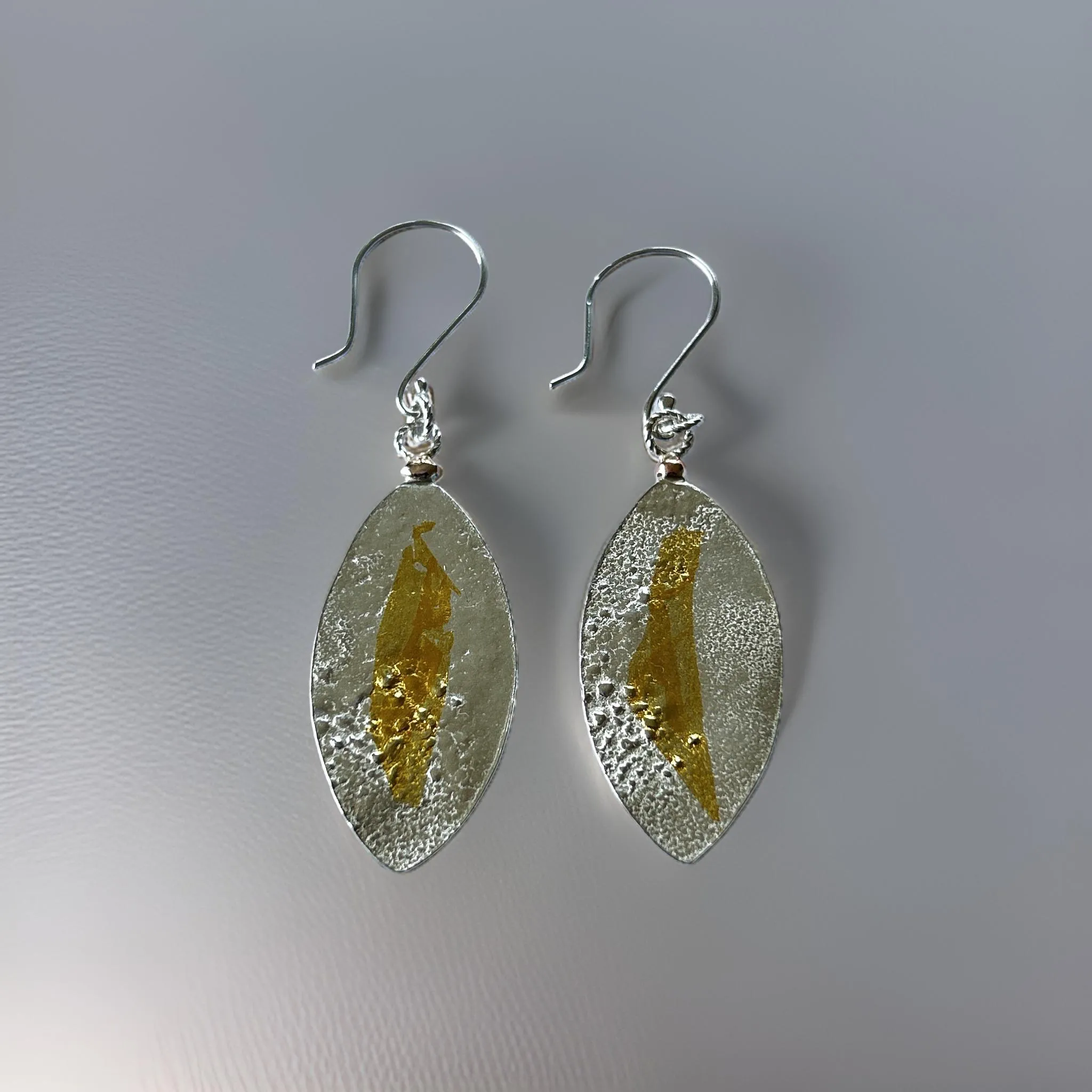 Silver With Gold Leaf Earrings