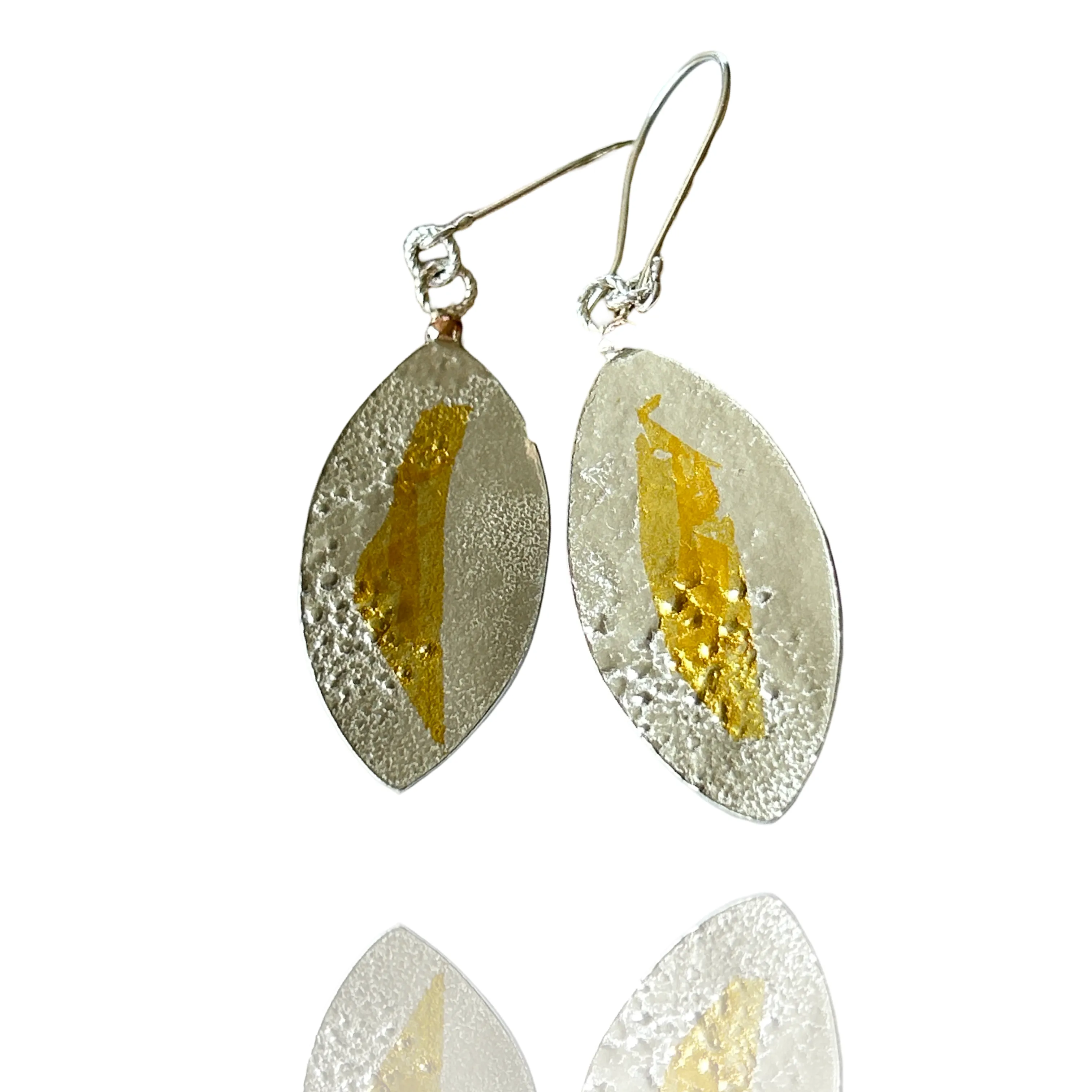 Silver With Gold Leaf Earrings