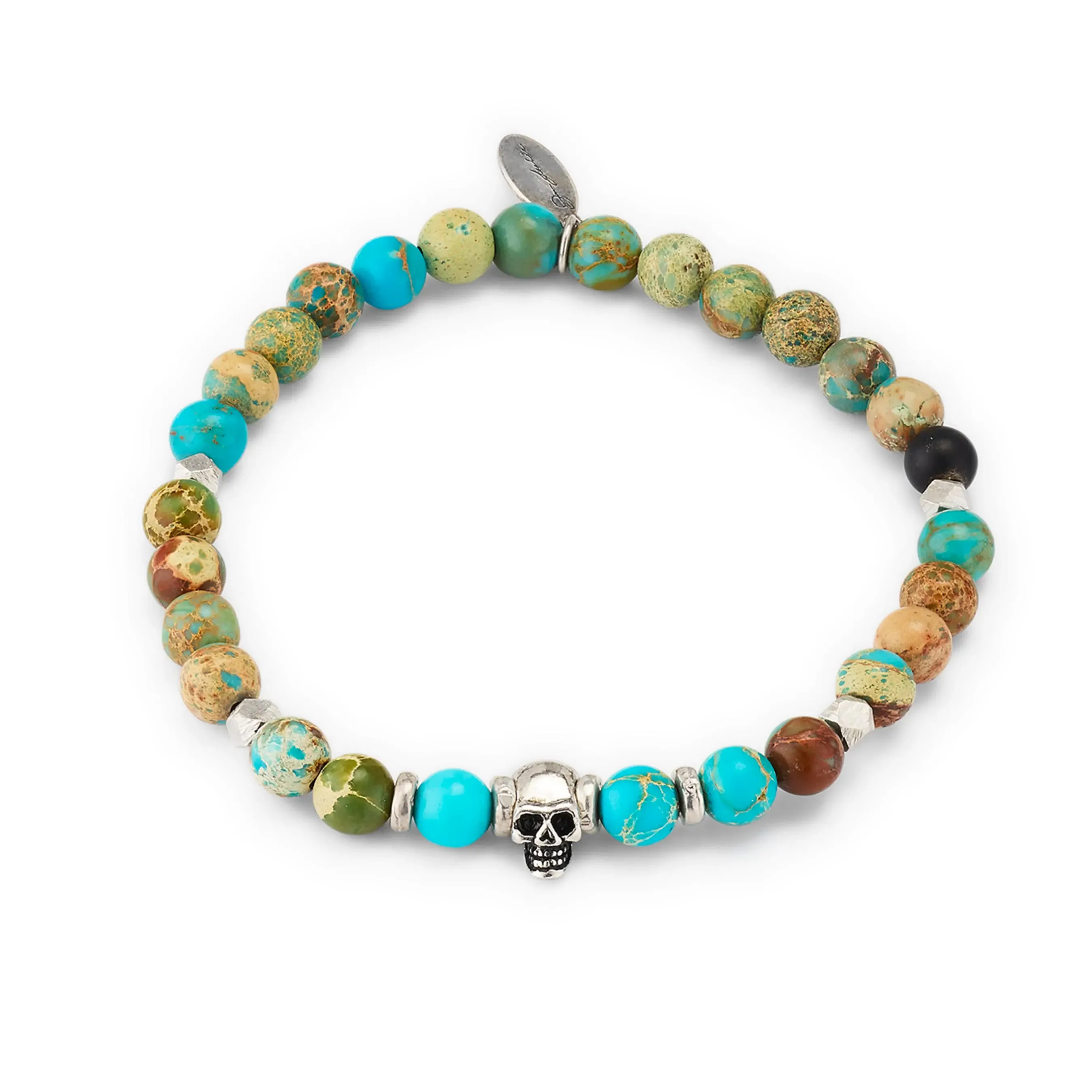 Skull Chrysocolla & Agate Stretch Beaded Bracelet