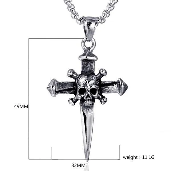 Skull Cross Silver Pendant (Without chain)