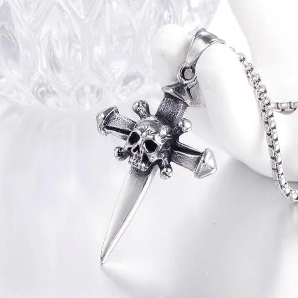 Skull Cross Silver Pendant (Without chain)