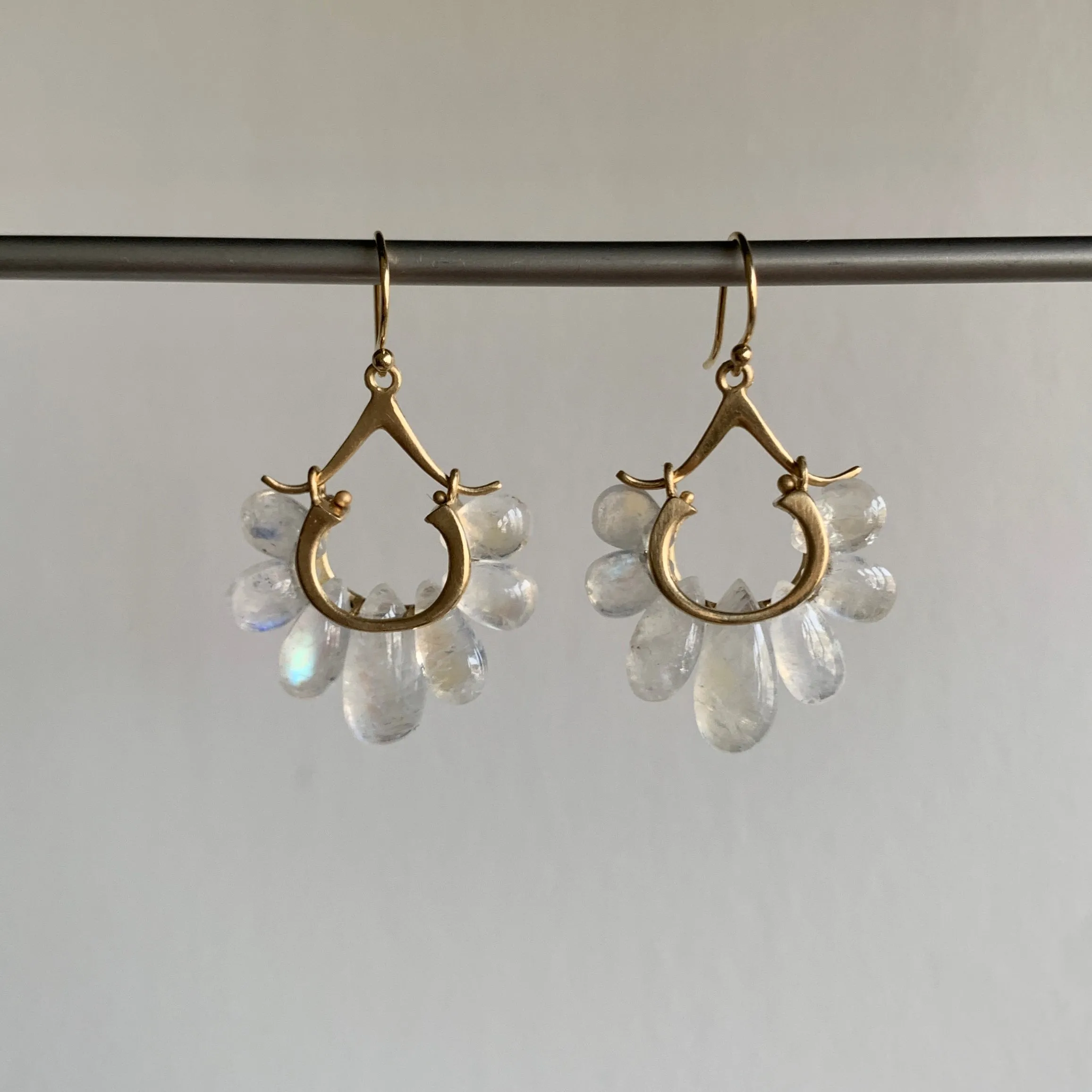 Small Rainbow Moonstone Peacock Earrings