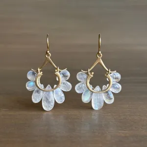 Small Rainbow Moonstone Peacock Earrings