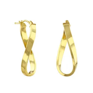 Soleil Collection 10.5mm x 26.5mm Twisted Oval Hoop Creole Earrings | 9K Yellow Gold