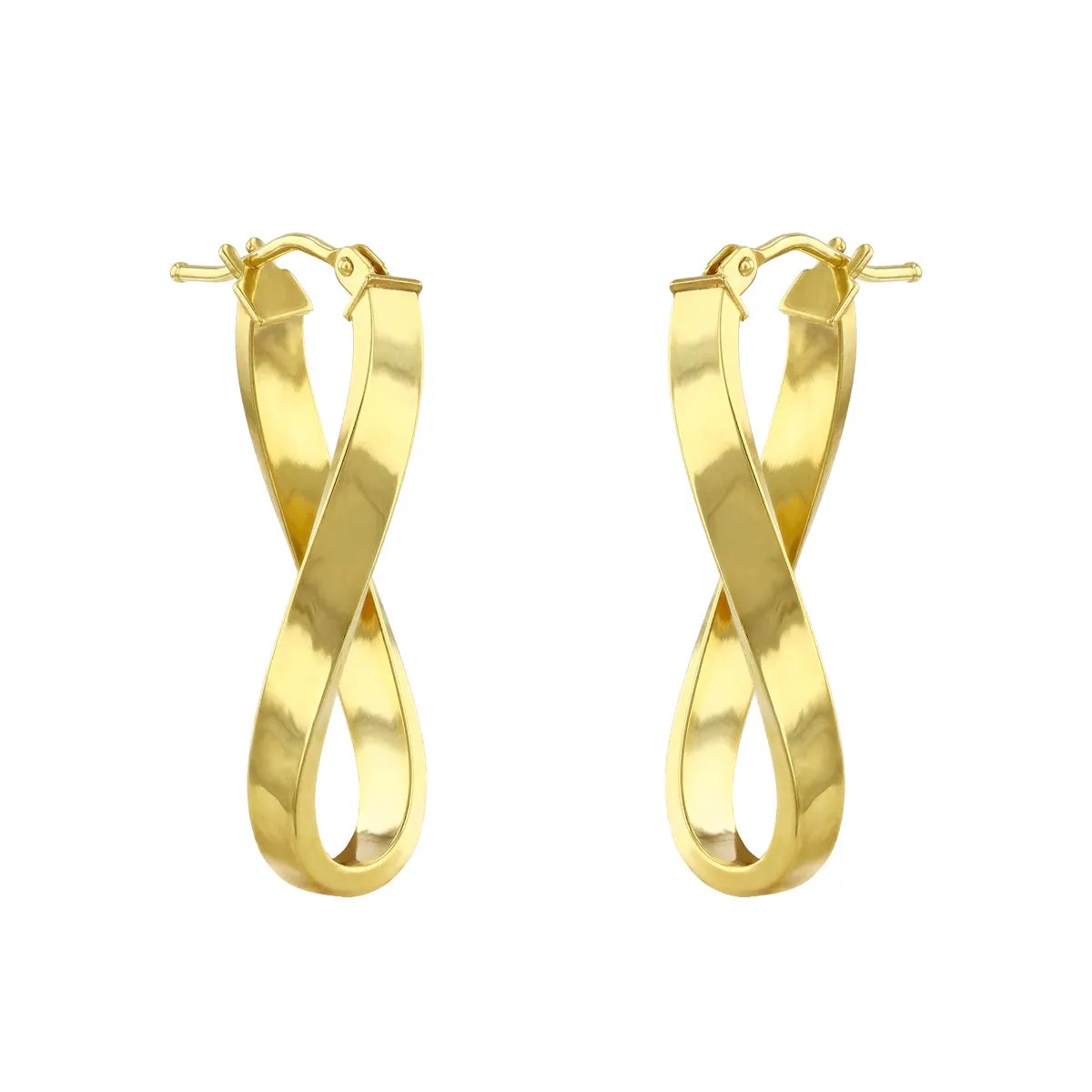 Soleil Collection 10.5mm x 26.5mm Twisted Oval Hoop Creole Earrings | 9K Yellow Gold