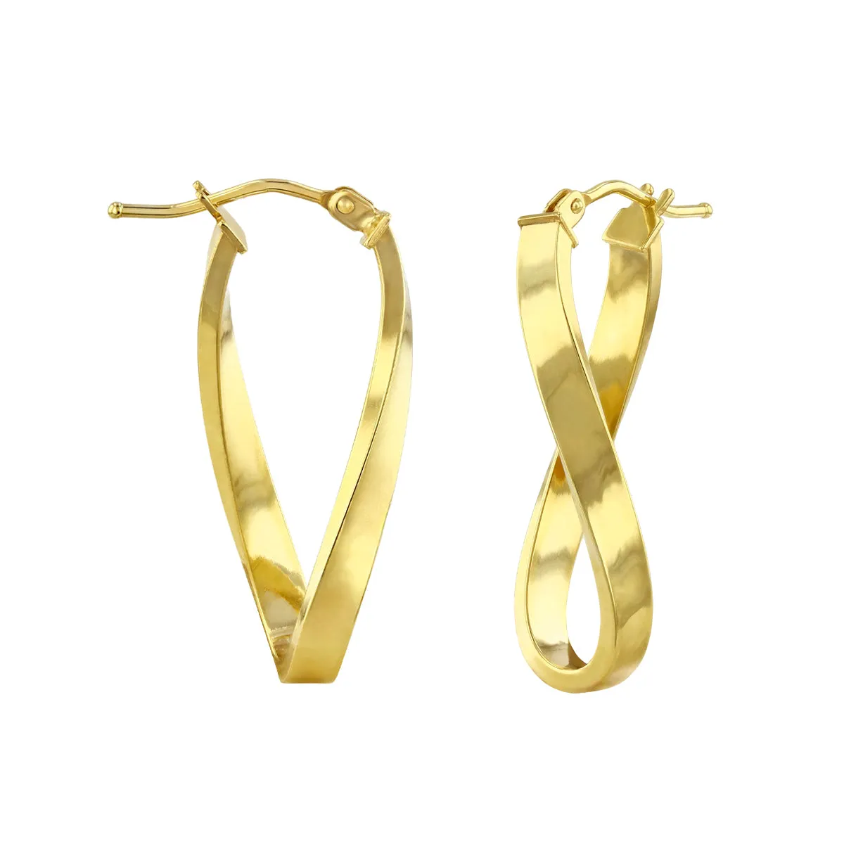 Soleil Collection 10.5mm x 26.5mm Twisted Oval Hoop Creole Earrings | 9K Yellow Gold