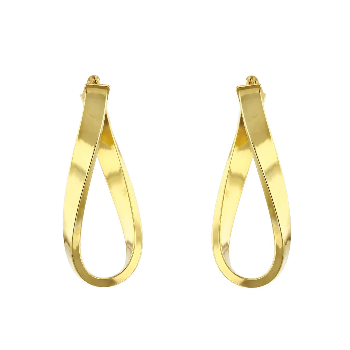 Soleil Collection 10.5mm x 26.5mm Twisted Oval Hoop Creole Earrings | 9K Yellow Gold