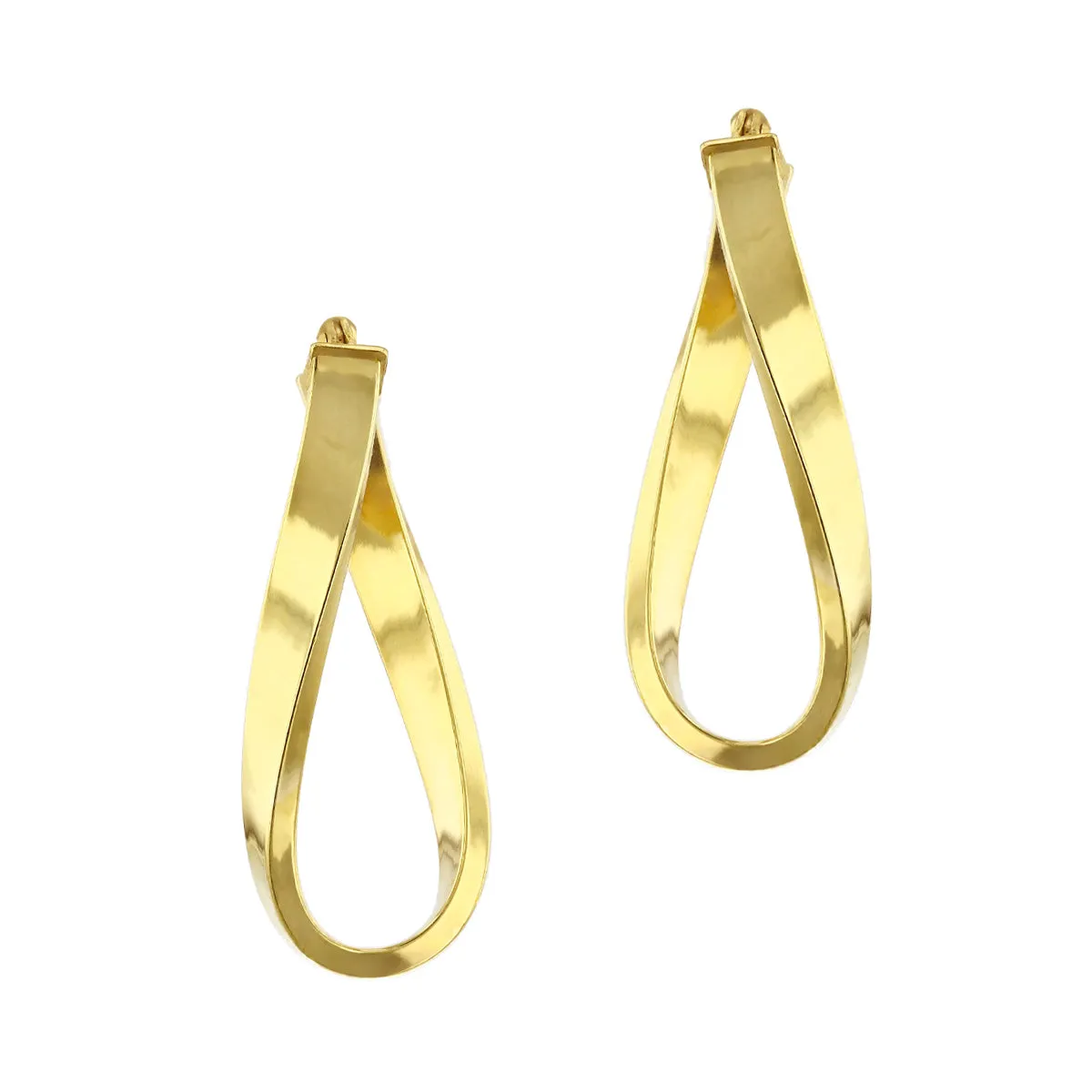 Soleil Collection 10.5mm x 26.5mm Twisted Oval Hoop Creole Earrings | 9K Yellow Gold