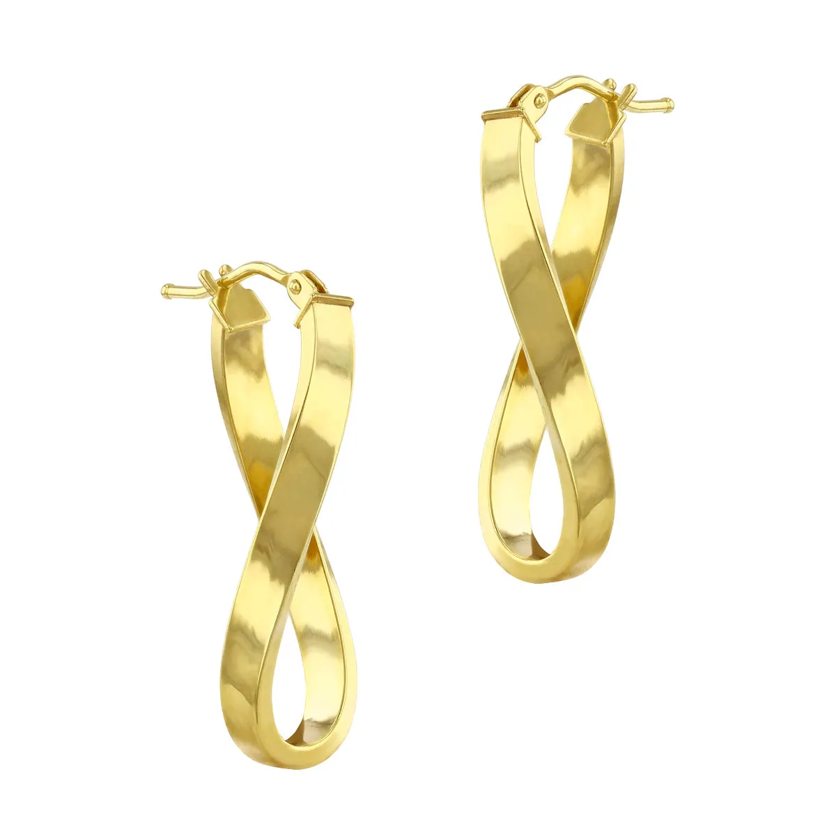 Soleil Collection 10.5mm x 26.5mm Twisted Oval Hoop Creole Earrings | 9K Yellow Gold