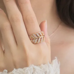 Sparkling Leaf Wrap Ring