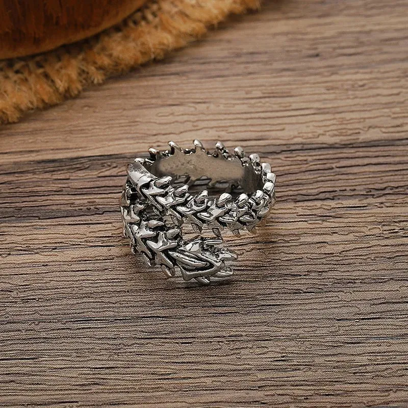 Spine Retro Skull Adjustable Punk Ring