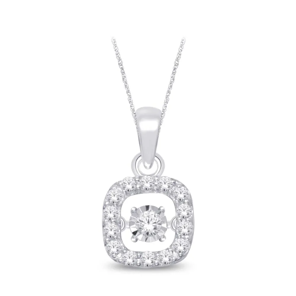 Sterling Silver 1/8 Ct.Tw. Moving Diamond Fashion Pendant