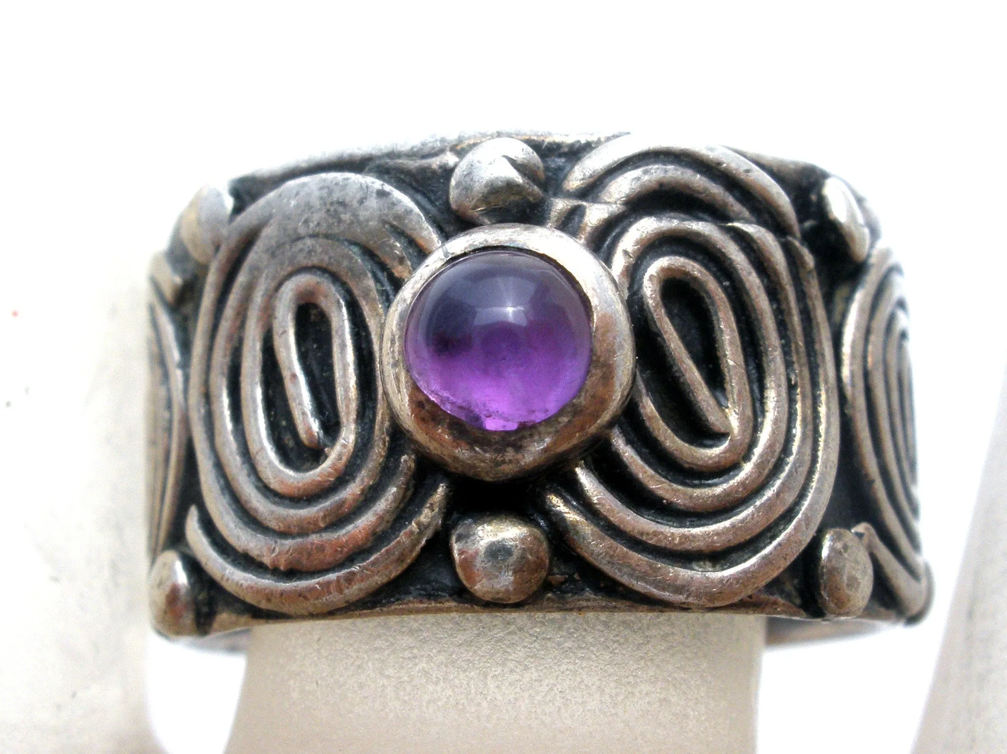 Sterling Silver Amethyst Wide Ring Size 5