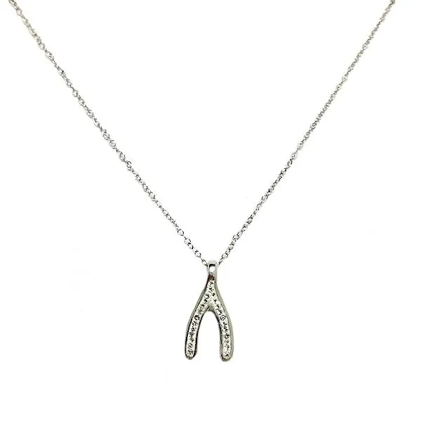 Sterling Silver and Crystal Wishbone Pendant