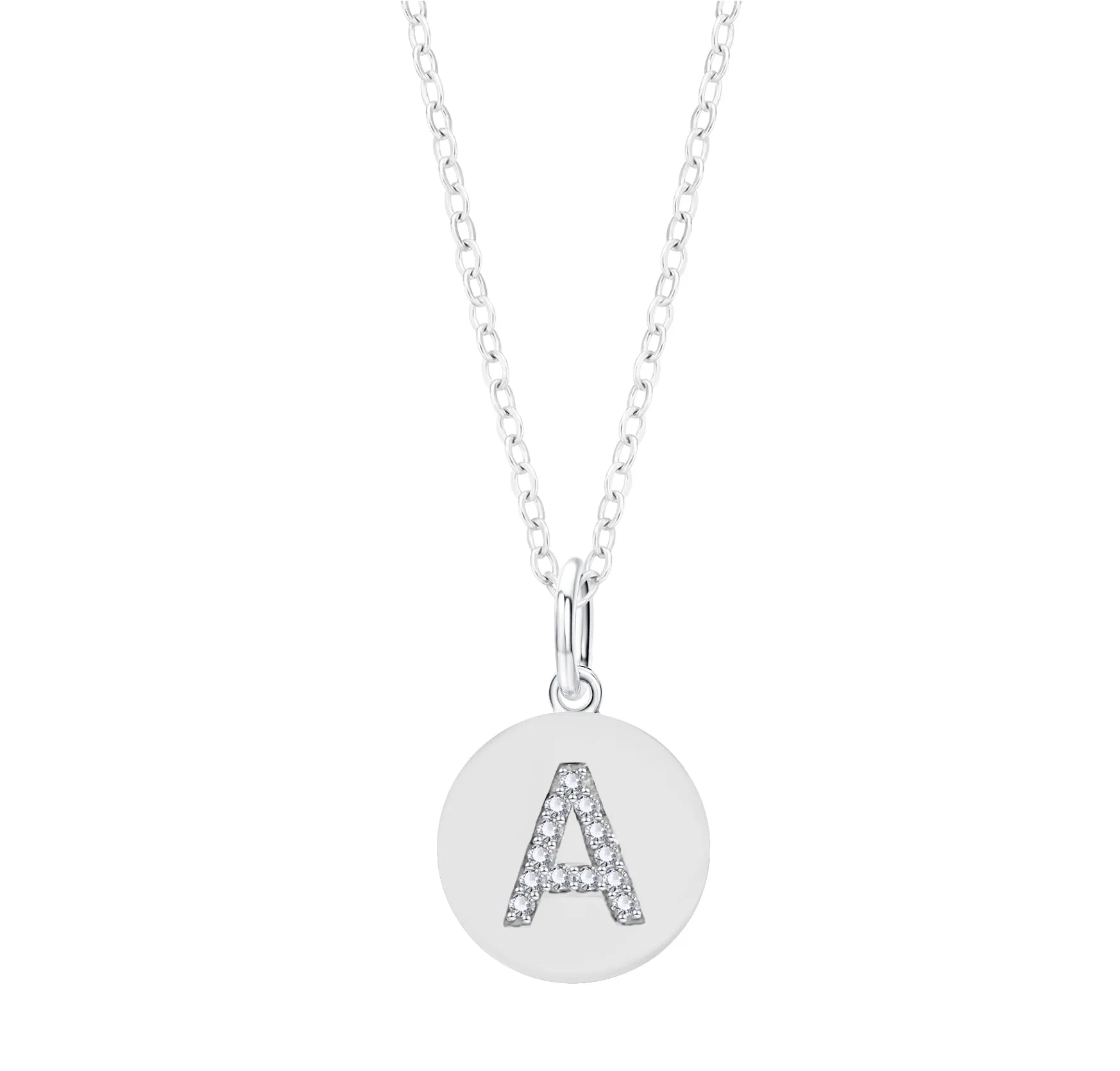 Sterling Silver Cubic Zirconia Intial Pendant