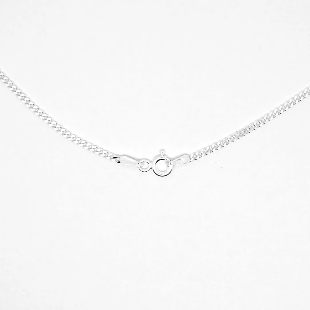 Sterling silver filed curb link, 1.75mm width chain with strength, suitable for pendants and medals, etc. 27538