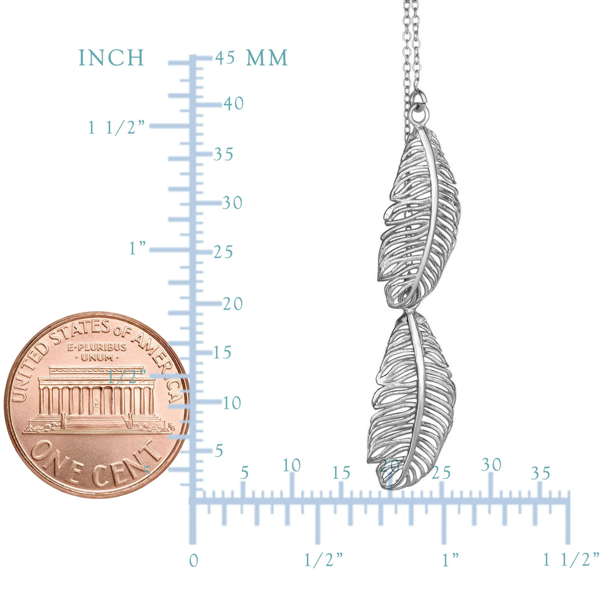 Sterling Silver Hanging Leaf Pendants Necklace, 18"