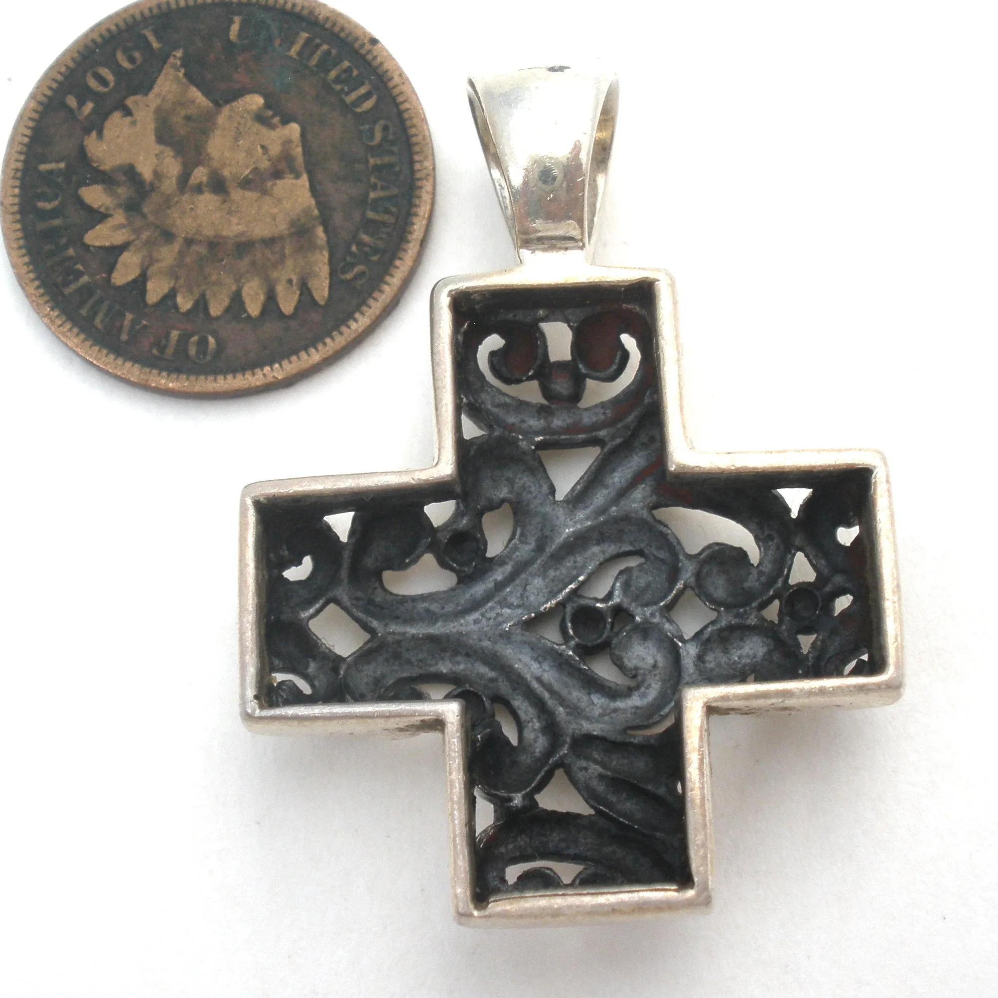 Sterling Silver Maltese Cross Pendant Vintage