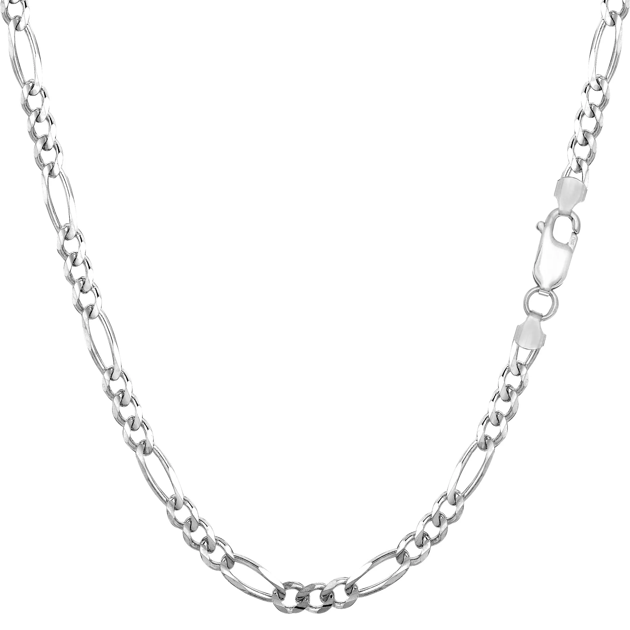 Sterling Silver Rhodium Plated Figaro Chain Necklace, 3.0mm