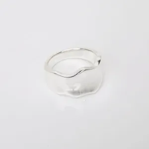 Sterling Silver Shiny Wide Wavy Band Ring