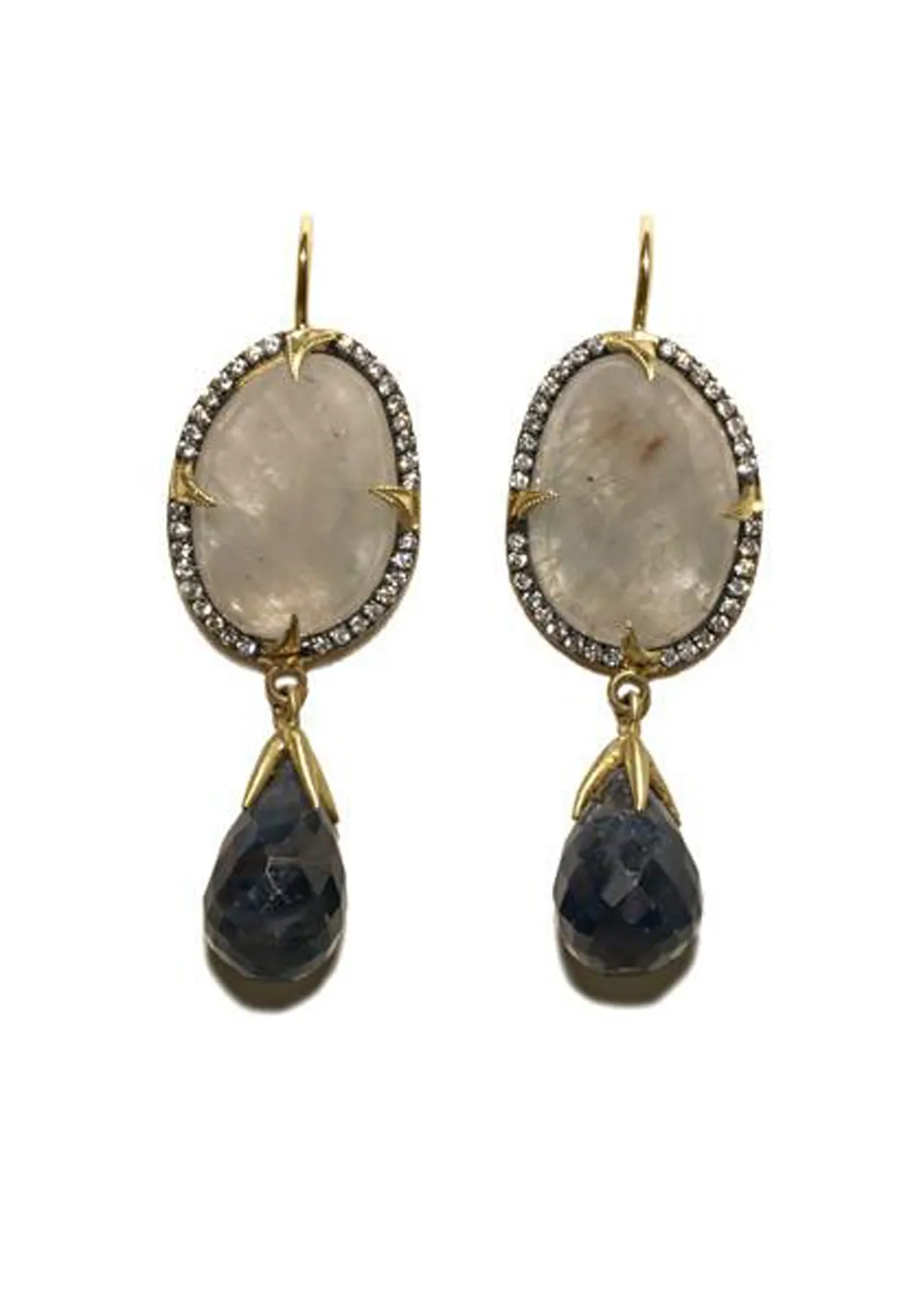 Sylva & Cie 18KYG Diamond & Sapphire Dangle Earrings