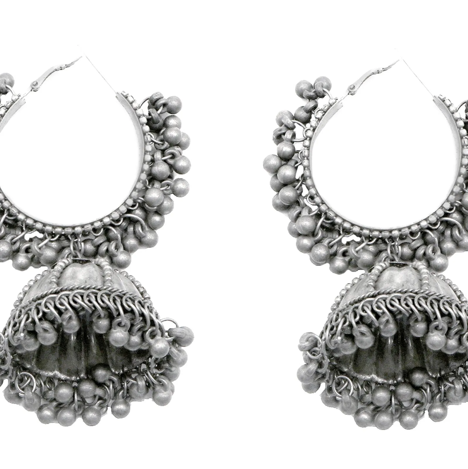 Teejh Alisha Pearl Silver Oxidised Jhumki Earrings