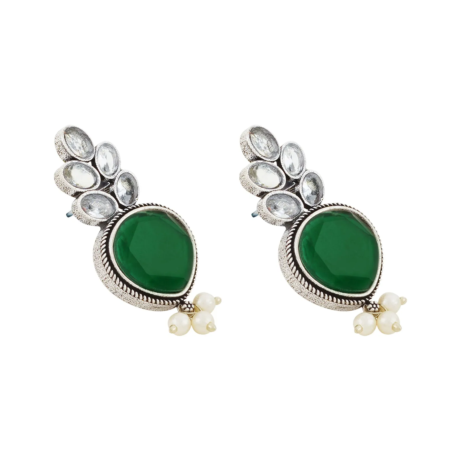 Teejh Whispering Green Silver Earrings