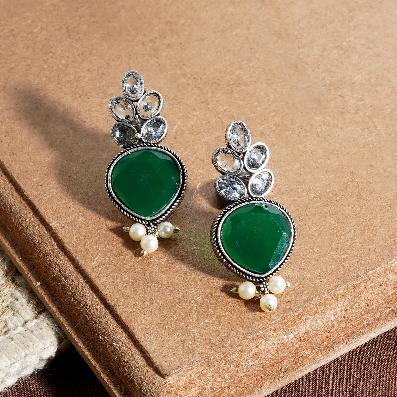 Teejh Whispering Green Silver Earrings