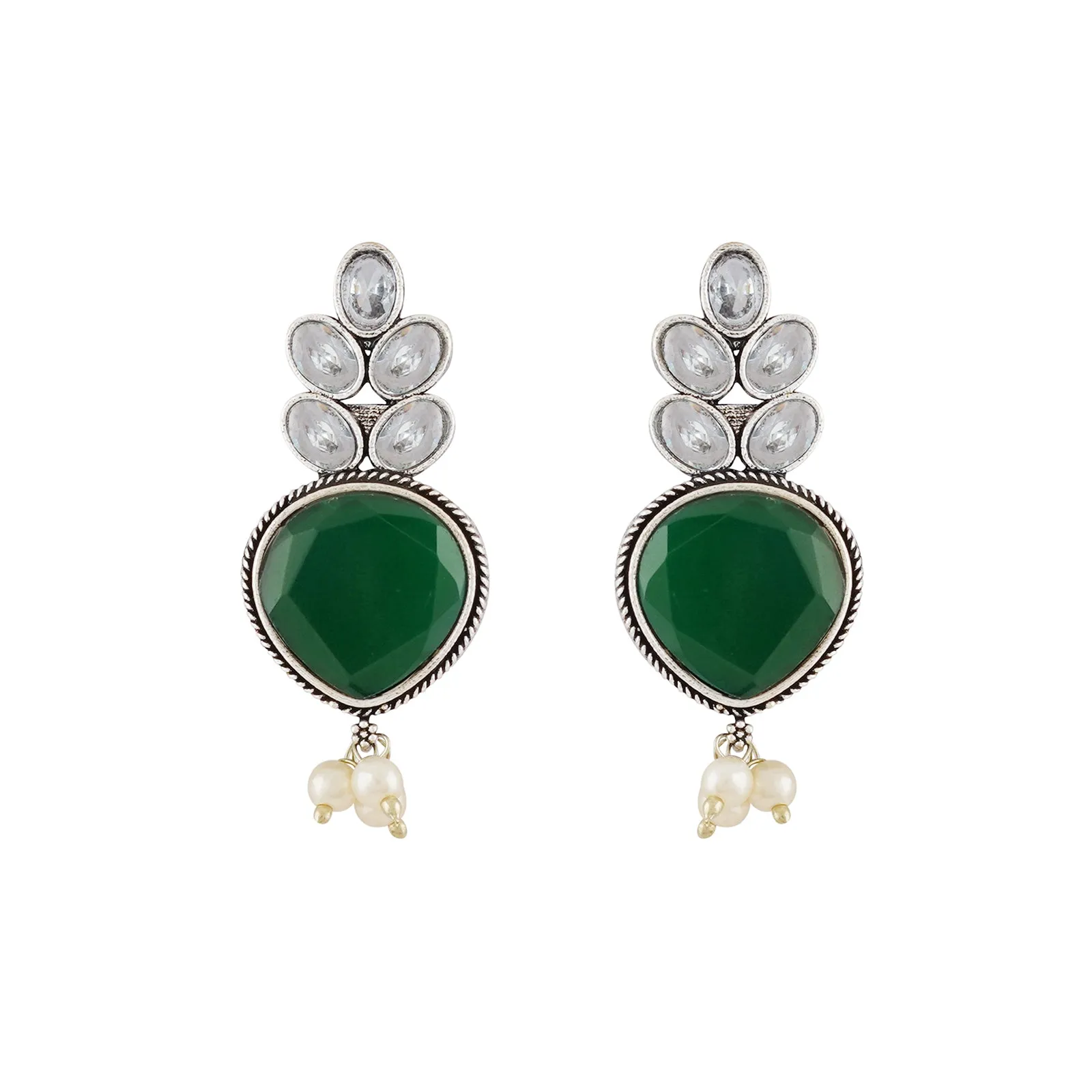 Teejh Whispering Green Silver Earrings