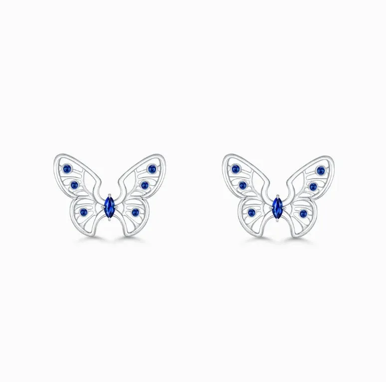 THIALH - FAUNA & FLORA - Sapphire in 18K White Gold Earrings