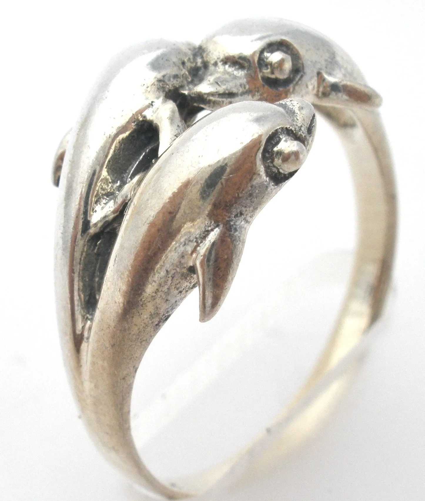 Triple Dolphin Ring Sterling Silver Size 8