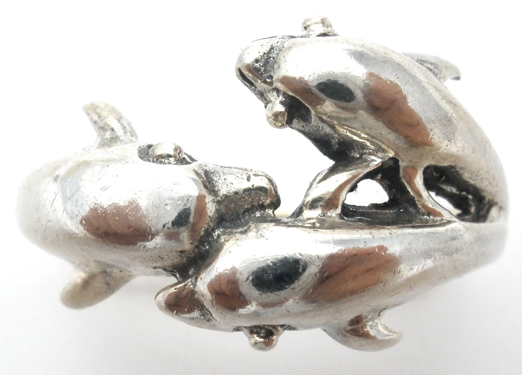 Triple Dolphin Ring Sterling Silver Size 8