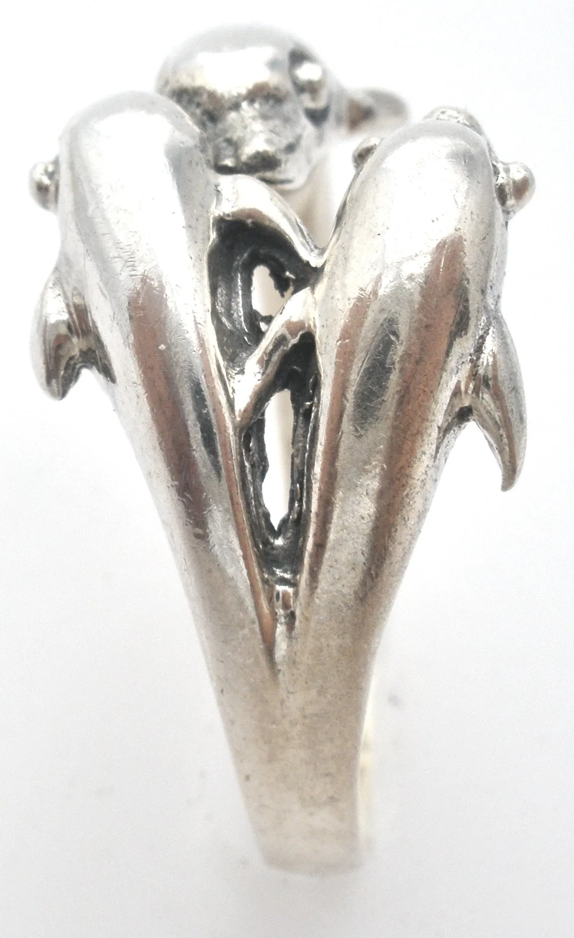 Triple Dolphin Ring Sterling Silver Size 8