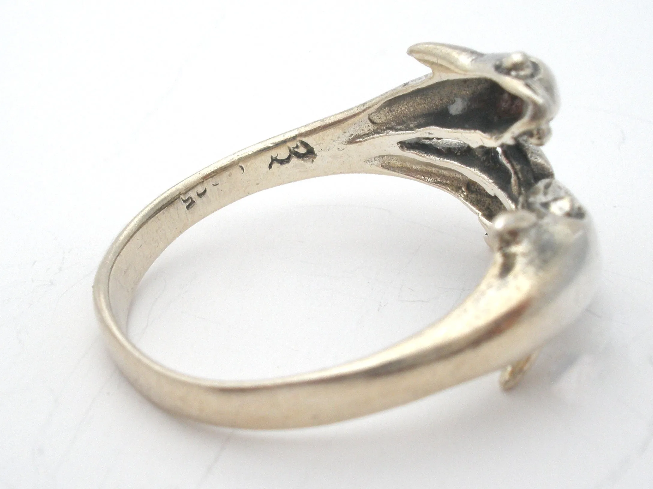 Triple Dolphin Ring Sterling Silver Size 8