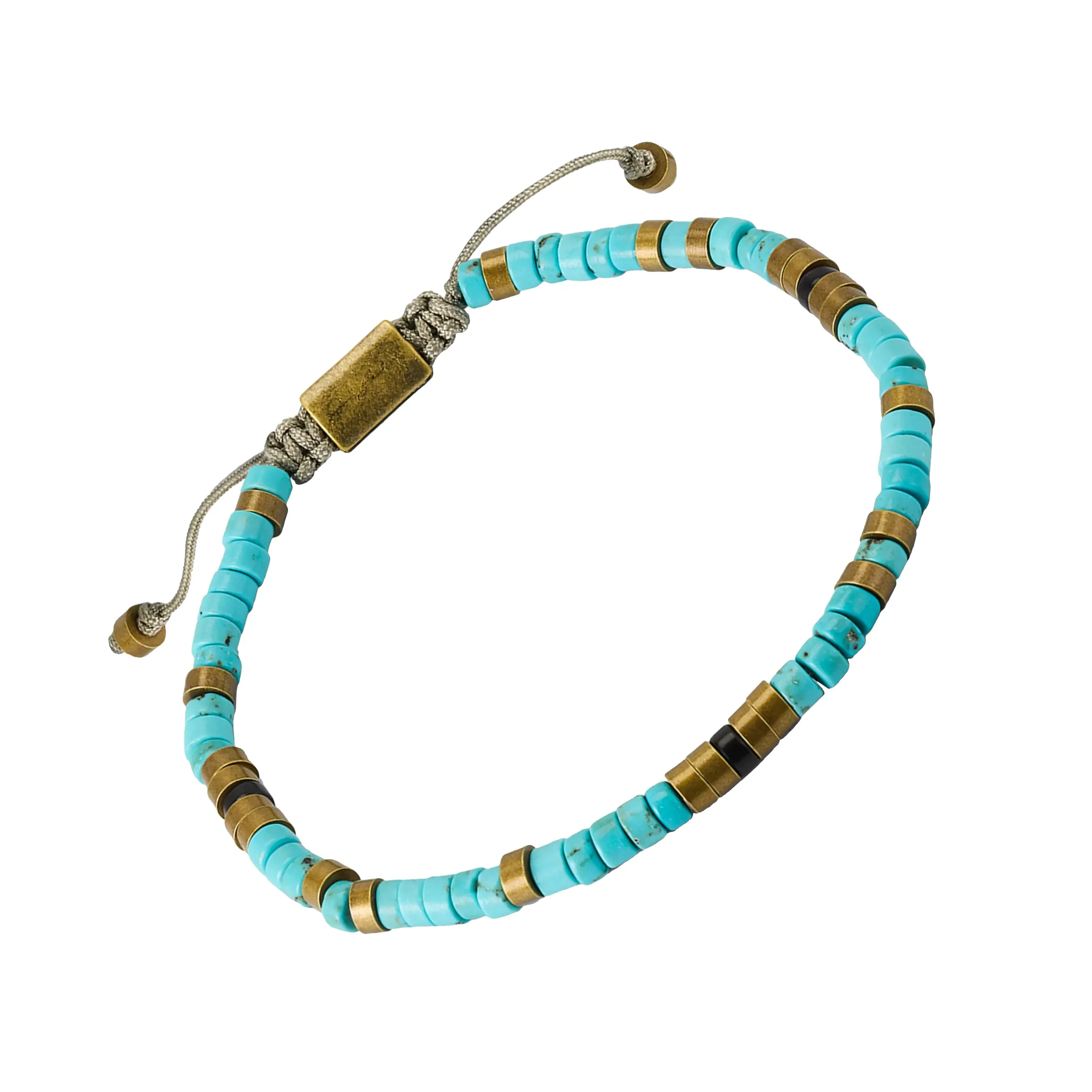 Turquoise Sterling Beaded Pull Cord Bracelet