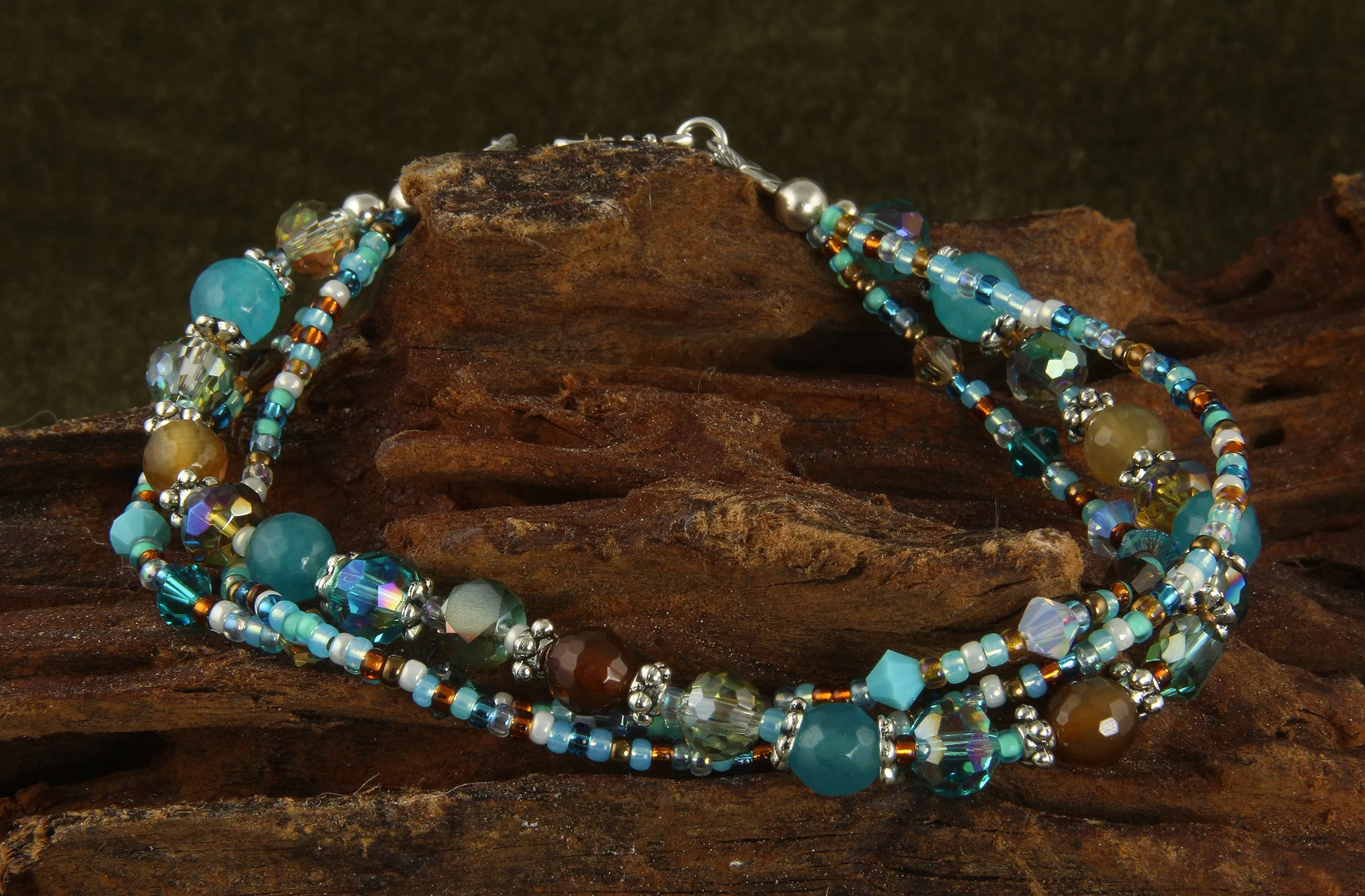 Turquoise Topaz Triple Strand Bracelet