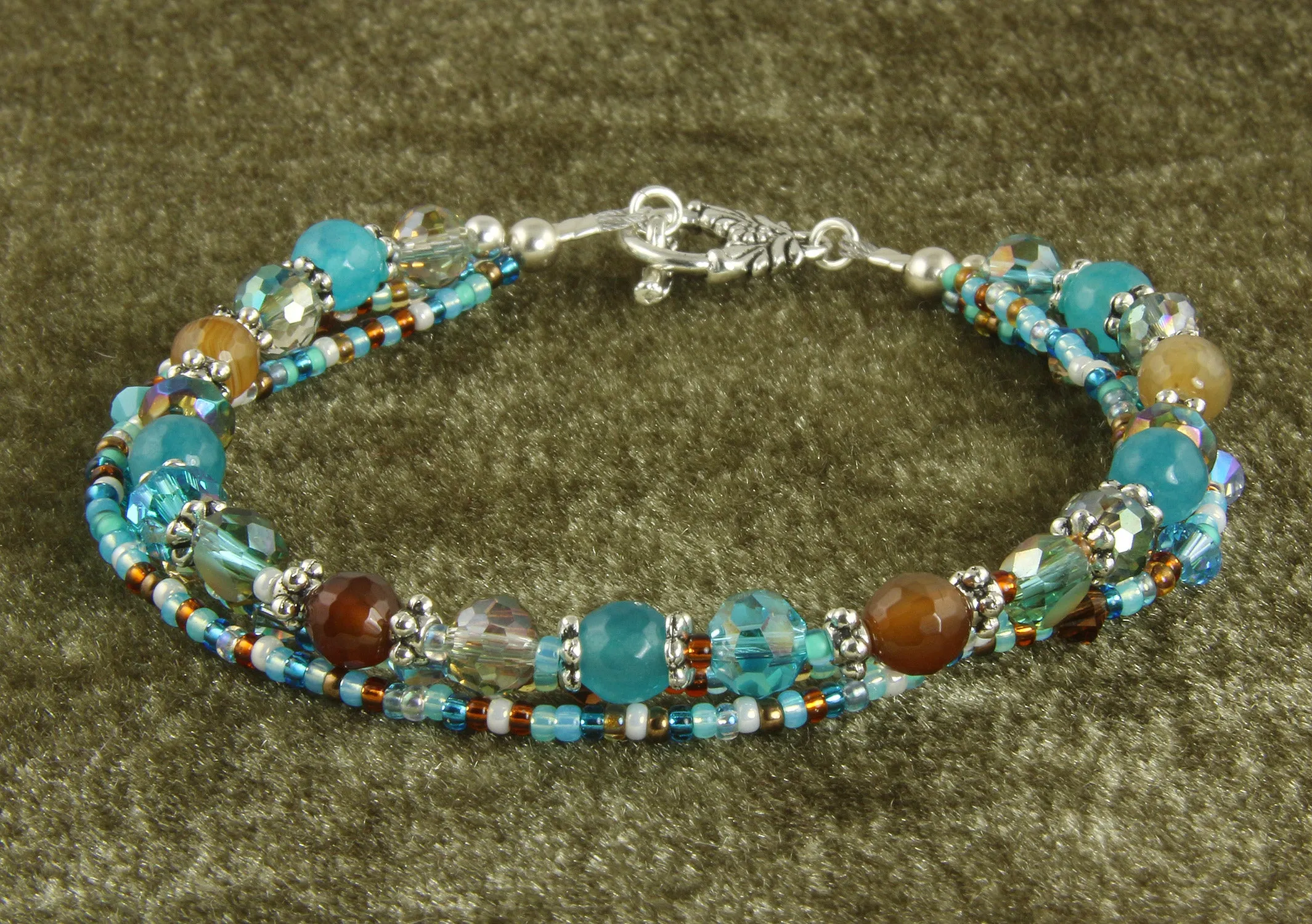 Turquoise Topaz Triple Strand Bracelet