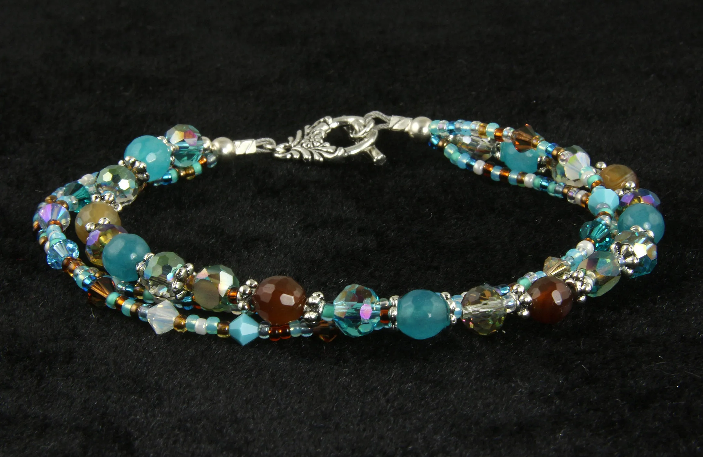 Turquoise Topaz Triple Strand Bracelet