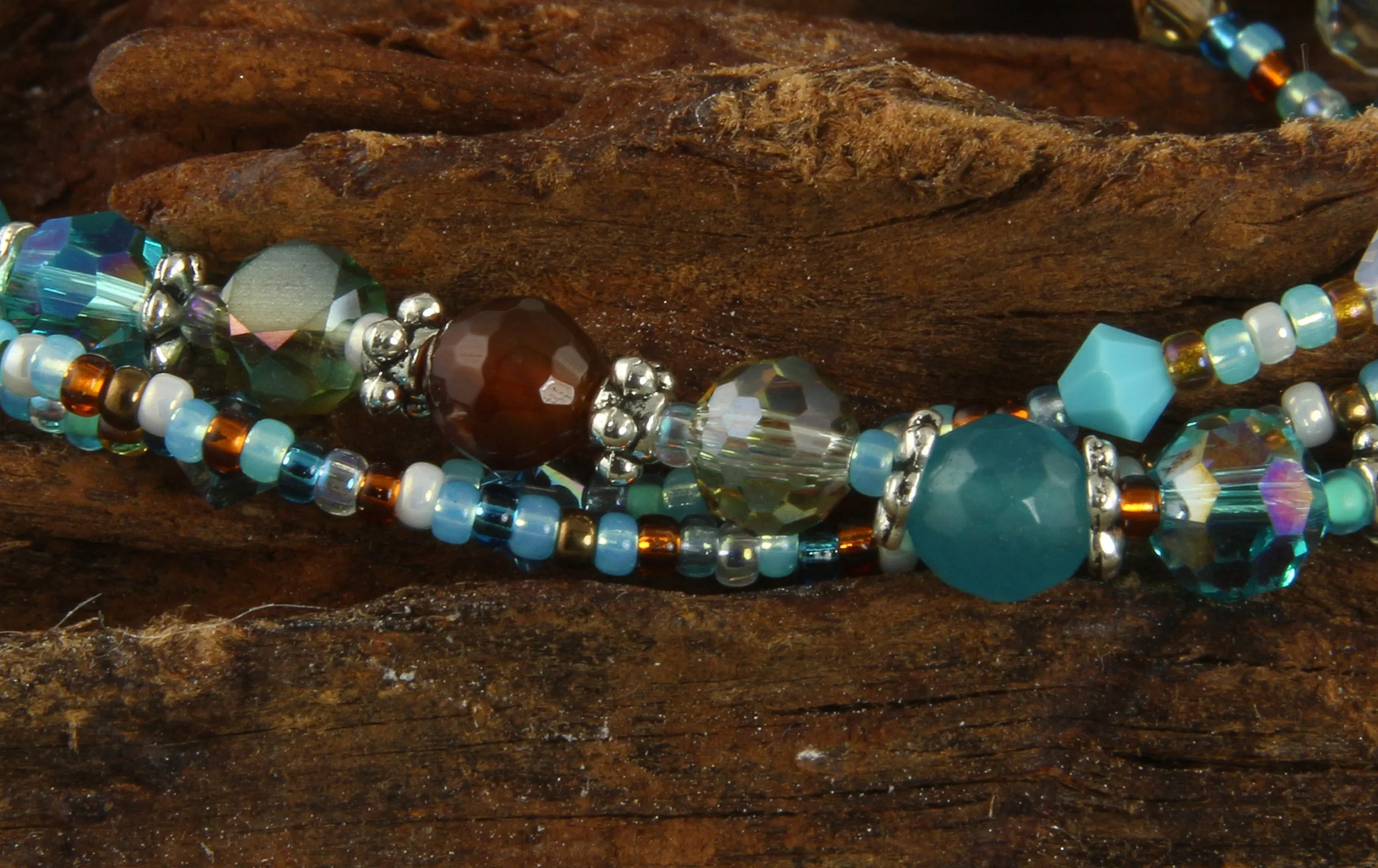 Turquoise Topaz Triple Strand Bracelet