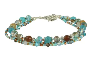 Turquoise Topaz Triple Strand Bracelet