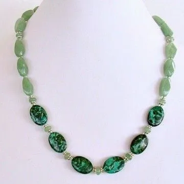 Verdi: 19" Aventurine and Malachite Necklace Set